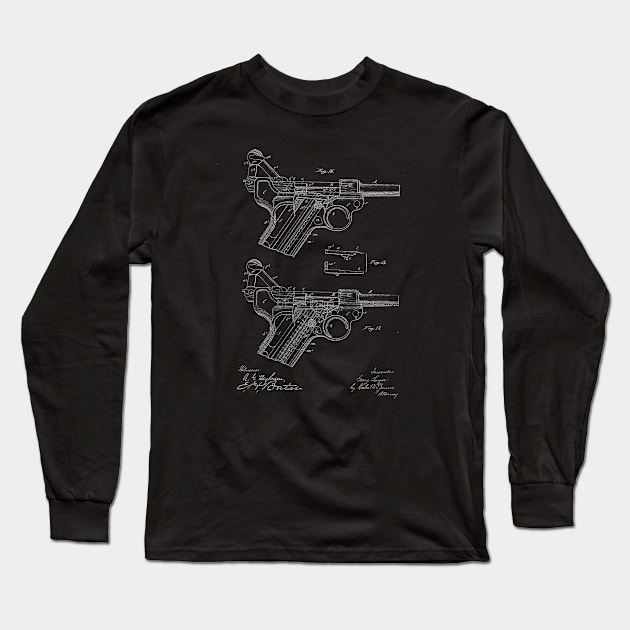 recoil loading small arms Vintage Patent Drawing Long Sleeve T-Shirt by TheYoungDesigns